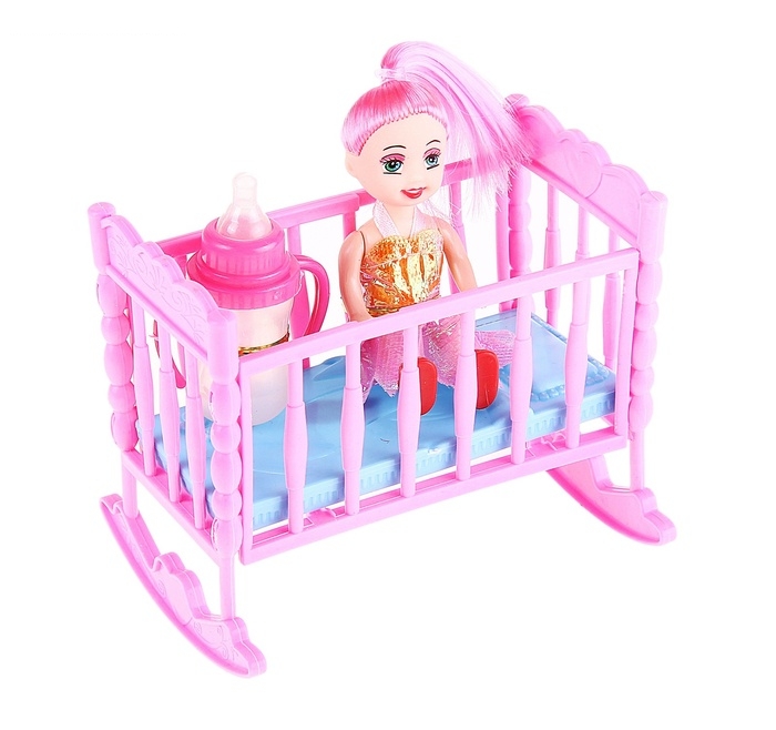 Кроватка с куклой малышкой и аксессуарами