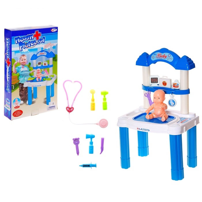Игровой набор Маленький доктор: столик, пупс, аксессуары