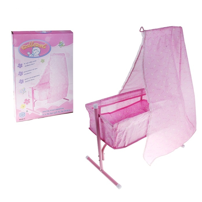 Кровать для кукол, качающаяся с балдахином