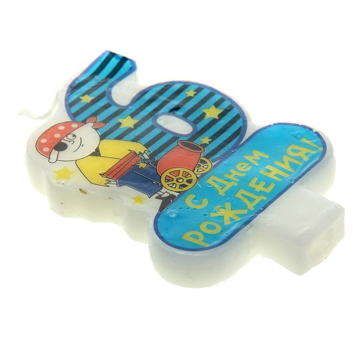 Свеча цифра 6 для мальчика, 7 х 4,9 см