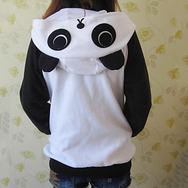 Мужской флис черный и белый Panda Hoddie