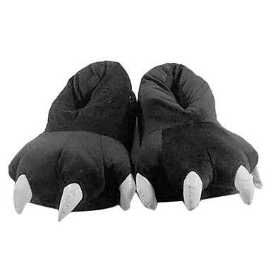 взрослых и детей черные милые хлопок лапа узор тапочки