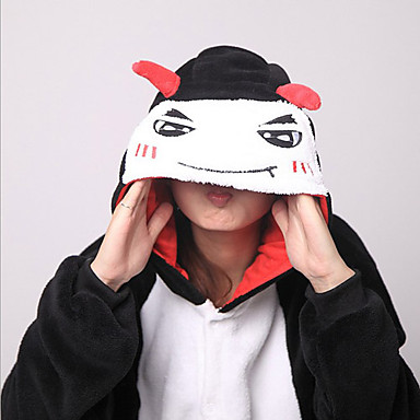 Мужская Черный Маленький Дьявол ватки коралла пижамы
