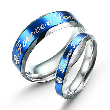 (1 шт) Мода титана стали голубой поверхности палец кольцо Forever Love
