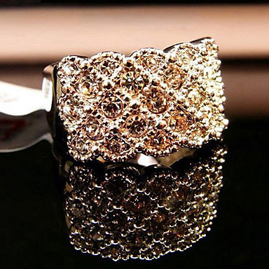 Полностью Ювелирное кольцо 18K позолоченный Шампанское Обручальное кольцо с кристаллами