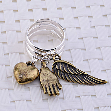 Lureme сплава год сбора винограда крыла сердца Палм Кольцо Pack (3 штук за комплект)