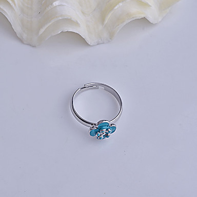 Эмаль Flower Регулируемая Set кольцо сплава (Blue)