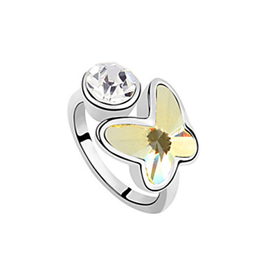 Кристалл Бабочка Ringent Rhinestone шипованных Платиновый покрытием кольца