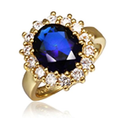 Женщин способа Blue Crystal Сплав Заявление Кольца (1 шт)