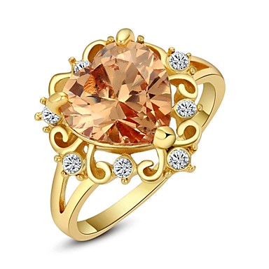 Сияющий Champagne Gold Австрия Кристалл Ocean сердце кольцо