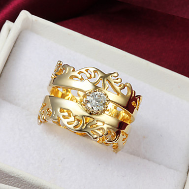 подарок для подруги европейский ясно горный хрусталь королевской заявление колец (золото) (1 шт)