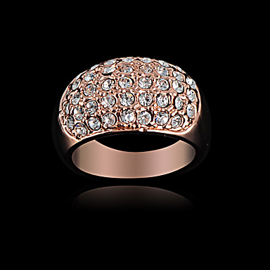 Красивые 18K розовое золото Plate Rhinestone австрийский хрусталь элемент SWA Преувеличенные Кольца женские Кольца