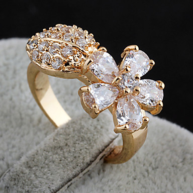 Позолоченная бронзовая циркона в форме цветка кольцо J1132