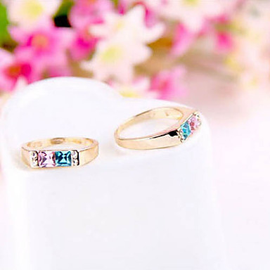 Южнокорейские небольшой свежий цветной квадрат Gemstone ювелирные изделия Finger Ring Ring R709