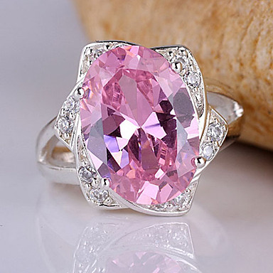 Цветок Край Женщины 925 Серебряное кольцо с 10x12mm овальной формы циркон
