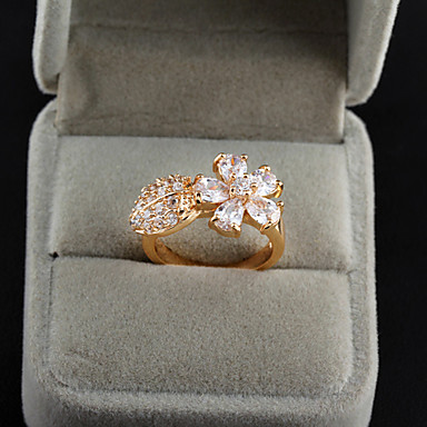 Позолоченная бронзовая циркона в форме цветка кольцо J1132