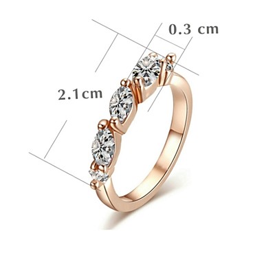 Мода Ясно Имитация Алмазный Трехместный Rhinestone Обручальное кольцо
