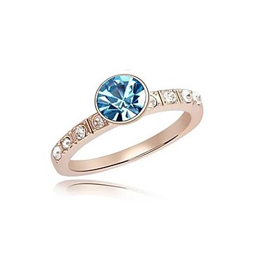 (1 шт) выделяющийся Женские Золотые Blue Crystal Кольца