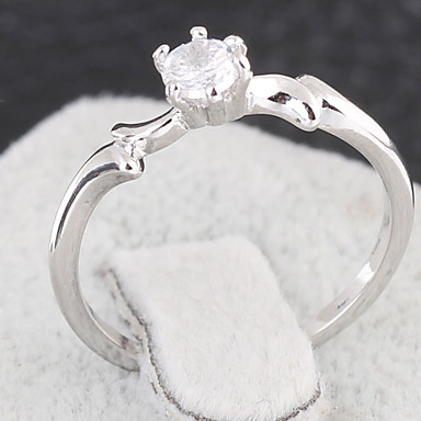 (1 шт) Классический женский Прозрачный Циркон Кольца (5 #, # 6, # 7, # 8 ½)