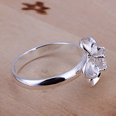 Красивый дизайн Серебряный цветок кольцо с Rhinestone
