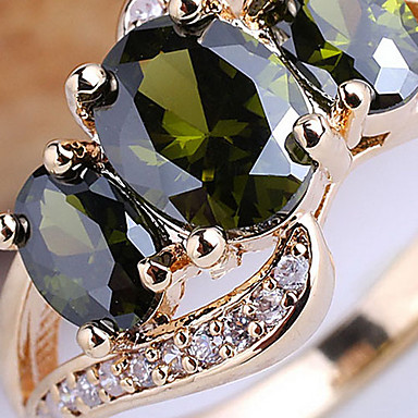 Позолоченные стерлингового серебра 925 Lady кольцо 4x6mm И 6X8mm 3-Stone Циркон
