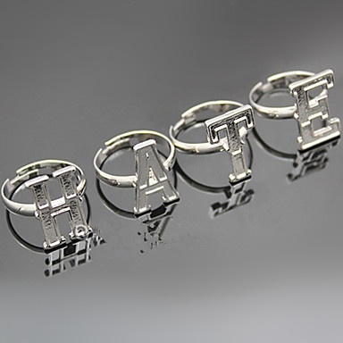 4pcs/set НЕНАВИЖУ Кольцо слова письма