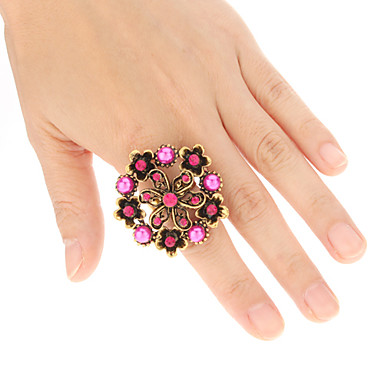 Пышное полые формы цветка Из сплава Rhinestone Смола шипованных кольцо