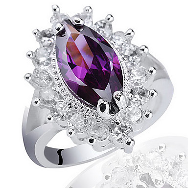 Стерлингового серебра 925 Женщины кольцо с 7x14mm маркизы Shape кубического циркония