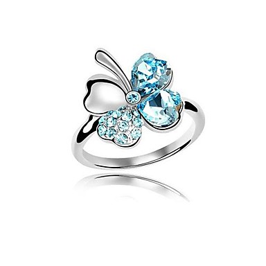 (1 шт) Необычные Clover Leaf Blue Crystal Кольца