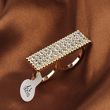 Rhinestone Прямоугольные двухместные безымянным пальцами (случайный цвет)
