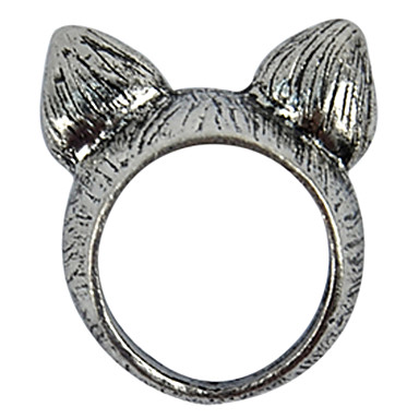 Новый милый 1 Серебряный Vintage Ретро животных кошка уголок кольца перста кольца S0Bz