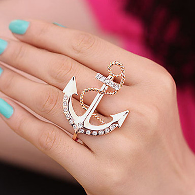 Мода Rhinestone сплава Anchor Форма двойного кольца (случайный цвет)