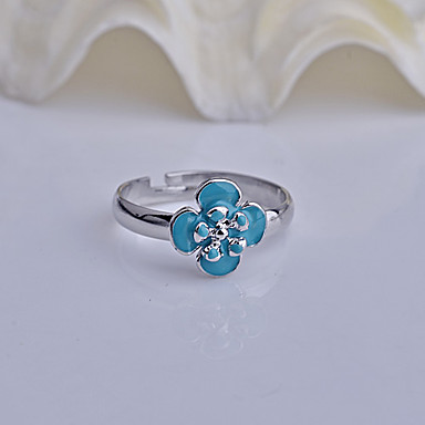 Эмаль Flower Регулируемая Set кольцо сплава (Blue)