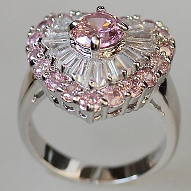 Мода 925 Посеребренная медь Розовый кольцо Циркон