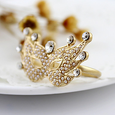 Золотое покрытие Маска Rhinestone Двухместный палец кольцо