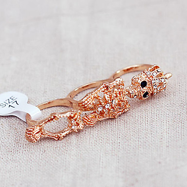 Rhinestone форме скелета Три пальца кольцо (случайный цвет)