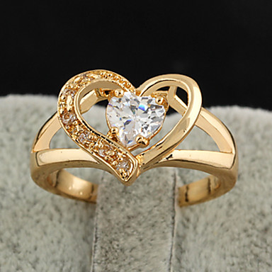 Позолоченная бронзовая циркона Heart-Shaped кольцо J0525