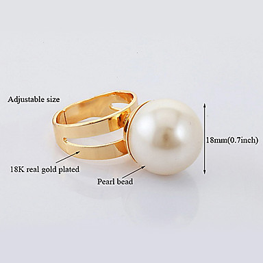 Прохладный 18K позолоченный большие кольца перлы 18MM для мужчин / женщин с подарочной коробке