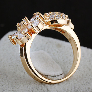 Позолоченная бронзовая циркона в форме цветка кольцо J1132