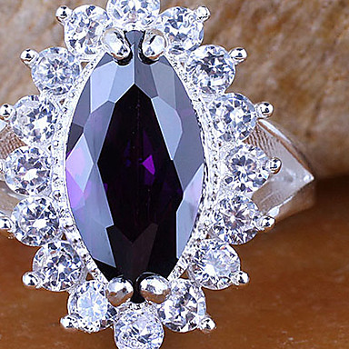Стерлингового серебра 925 Женщины кольцо с 7x14mm маркизы Shape кубического циркония