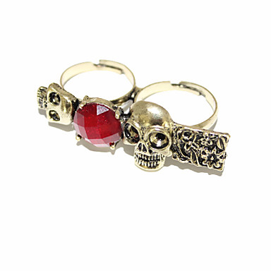 Vintage Бициклические Skull Ring Pattern Циркон