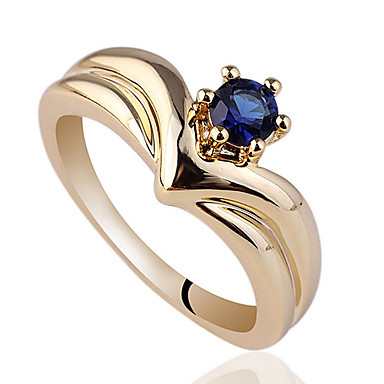 Корона Shape золотой отделкой Серебряное кольцо для женщин с Solitaire круглого циркон