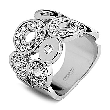 белого золота гальваническим Rhinestone инкрустированные круг дизайн палец кольцо