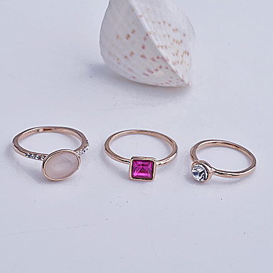 3 PCS Чешская камнями Регулируемая Set кольцо сплава