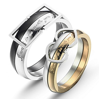 (1 шт) Модная Titanium стальные кольца - черный + серебро