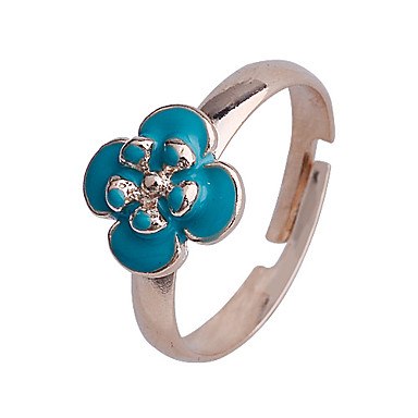 Эмаль Flower Регулируемая Set кольцо сплава (Blue)