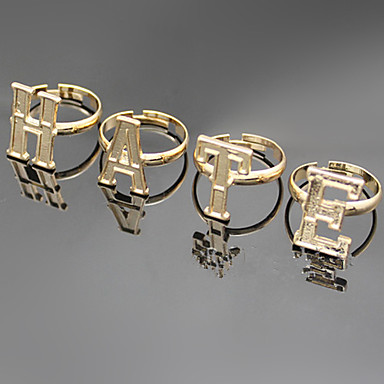 4pcs/set НЕНАВИЖУ Кольцо слова письма