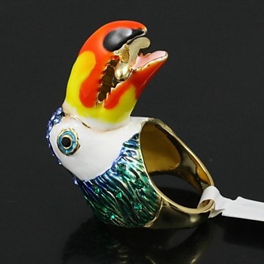 Желтая эмаль Toucan Bird коктейль кольцо с австрийским горный хрусталь