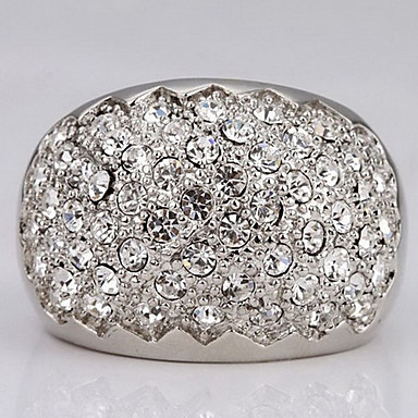 (1 шт) Мода Женщины серебряного сплава Rhinestone кольца (серебро)