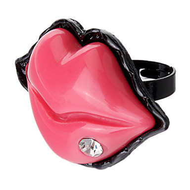Уникальные моды Шарм Rose Red Lips Big uth Rhinestone Сексуальная регулировочного кольца